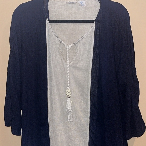 Sigrid Olsen long linen combo kaftan/ cover up size large - Picture 2 of 9